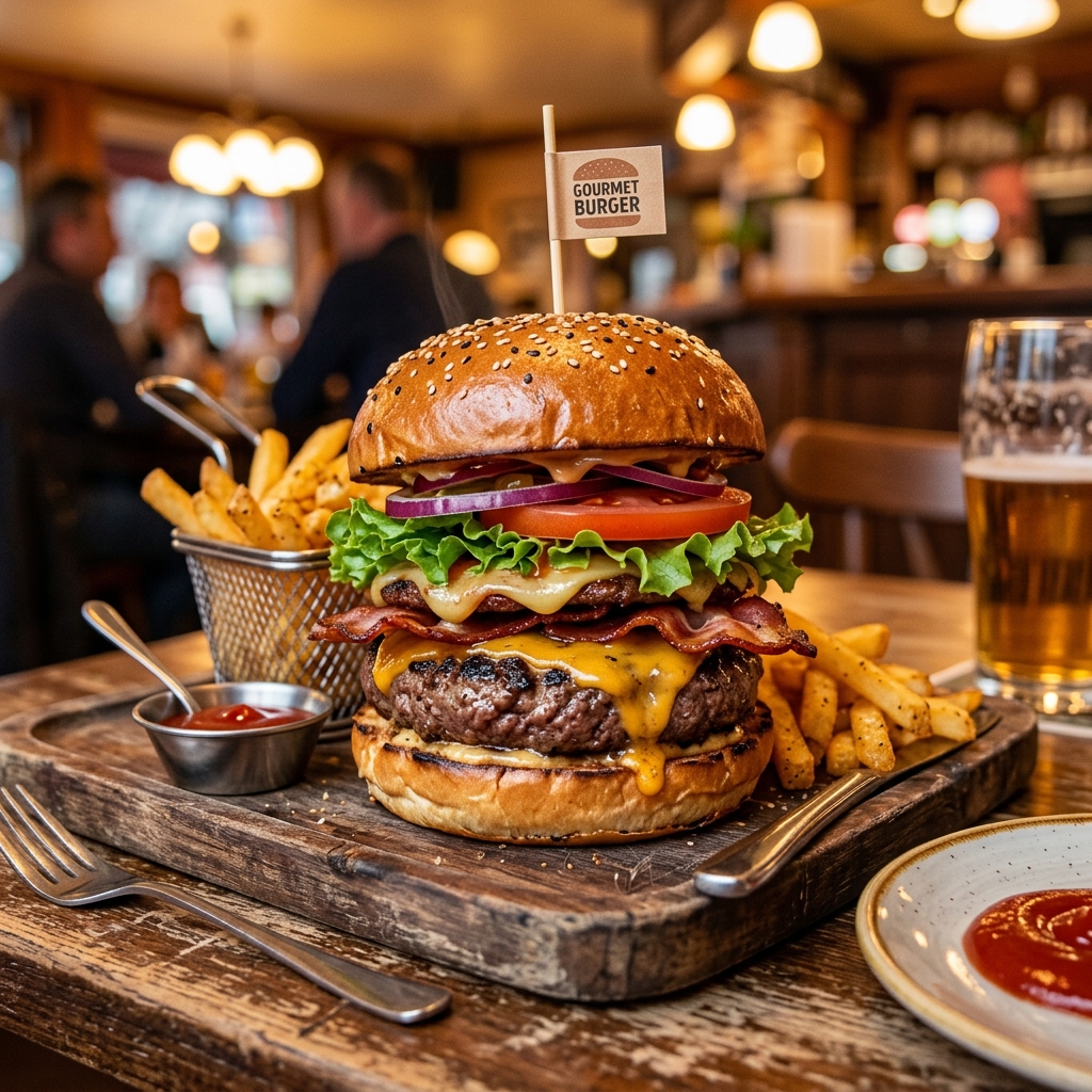 Boogie's signature smash burger, dripping with melted cheese